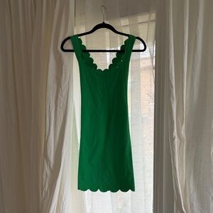 J. Crew Vibrant Green Scalloped Halter Dress
